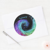 リキッドレインボーウェーブステッカー ラウンドシール (封筒)