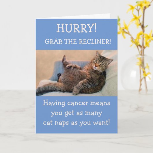 リクおもしろいリナーがん勇気付けられるの猫 カード (黄色い花)