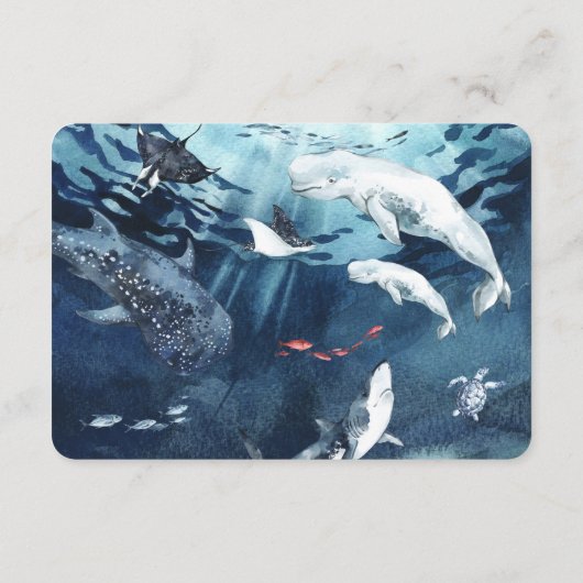 リクエスト | 海の中のオーシャン ベイビー シャワー  の本を予約する エンクロージャーカード (裏面)