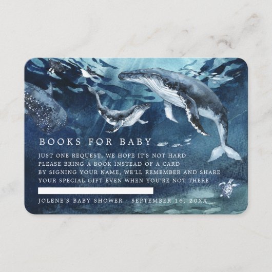 リクエスト | 海の中のオーシャン ベイビー シャワー  の本を予約する エンクロージャーカード (正面)