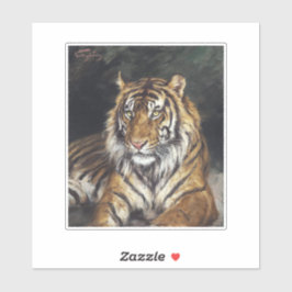 リクライニングタイガー（1866年～1919年）油彩画 シール