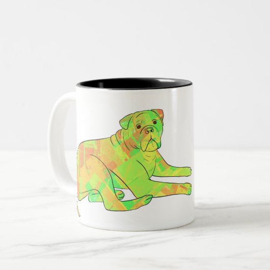 リクライニングブルマスティフ ツートーンマグカップ (正面左)