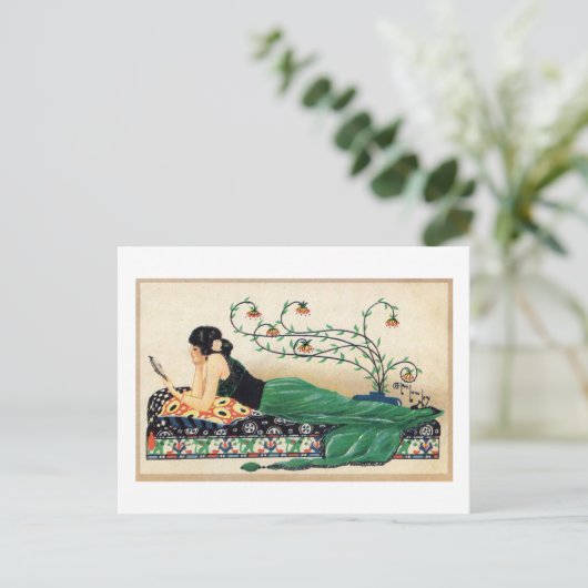 リクライニング女性,エキゾチック,ロマンチック,ヴィンテージ ポストカード (スタンド正面)