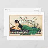 リクライニング女性,エキゾチック,ロマンチック,ヴィンテージ ポストカード (正面/裏面)