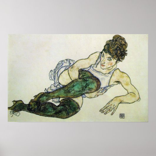 リクライニング女性、Egon Schiele 24W x 15H ポスター (正面)