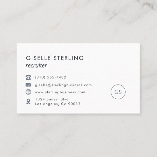 リクルーターラグジュアリーネイビーブルーモダンエレガント 名刺 (裏面)