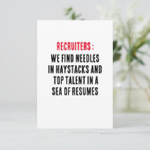 リクルーター:私たちは葉干しとトップに針を見つける サンキューカード (スタンド正面)