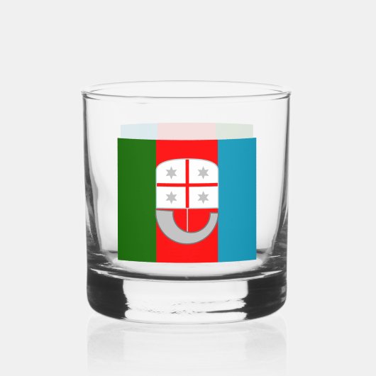 リグリア州の旗 (イタリアの地域) ウイスキーグラス (正面)