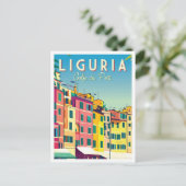 リグーリアイタリアアートワークトラベルプレイスイラストレーション ポストカード (スタンド正面)