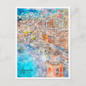 リグーリアイタリア旅行プレイスウォーターカラー ポストカード (正面)