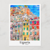 リグーリアイタリア旅行水彩手描き ポストカード (正面)