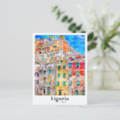 リグーリアイタリア旅行水彩手描き ポストカード (スタンド正面)