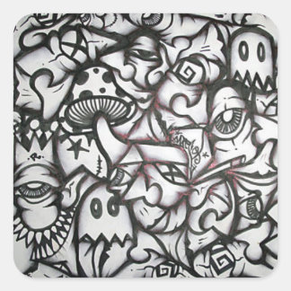 リコのコラージュの落書きのステッカー スクエアシール