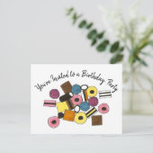 リコリスオールソートキャンディ バースデーパーティー招待状 インビテーションポストカード (スタンド正面)