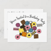 リコリスオールソート キャンディー 誕生日パーティー招待状 インビテーションポストカード (正面/裏面)