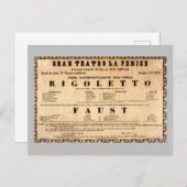 リゴレット・オペラ・プレミエールのビンテージ・ポスター（1851年） ポストカード (正面/裏面)