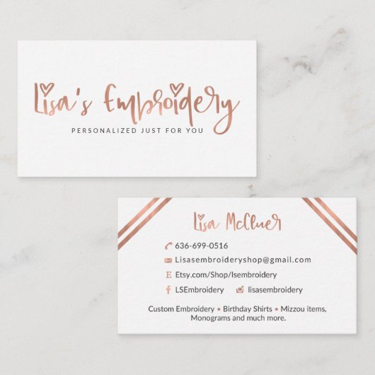 リサの刺繍 名刺 (正面/裏面)