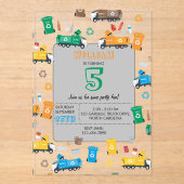 リサイカラフルクリングごみトラック&ビン誕生日 アクリル招待状 (正面)