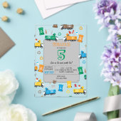 リサイカラフルクリングごみトラック&ビン誕生日 アクリル招待状 (インサイチュ (ウェディング))