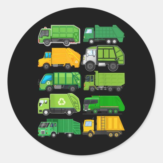 リサイクルごみトラック子供の誕生日ギフト ラウンドシール (正面)