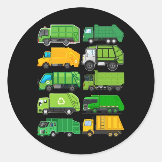 リサイクルごみ捨てトラック子供の誕生日ギフトEa ラウンドシール (正面)