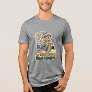リサイクルされた人間の思考 AI風刺技術コード トライブレンドＴシャツ