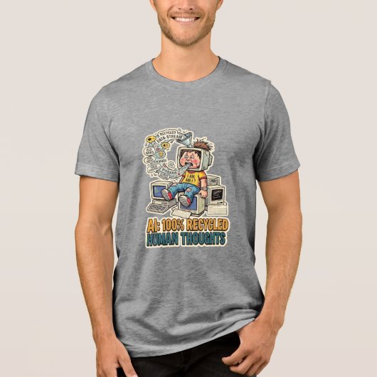 リサイクルされた人間の思考 AI風刺技術コード トライブレンドＴシャツ (正面)