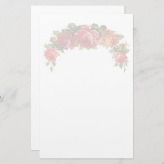 リサイクルされた紙のヴィンテージの花の文房具 便箋 (正面/裏面)