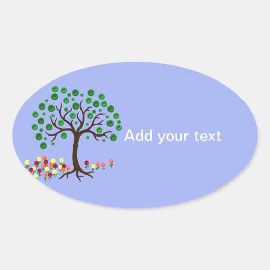 リサイクルと花 楕円形シール (正面)