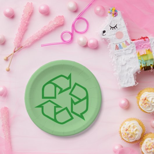 リサイクルの印の紙皿 ペーパープレート (パーティー)