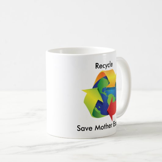 リサイクルは大地のマグを救います コーヒーマグカップ (正面右)