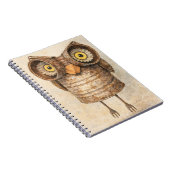 リサイクルアート フクロウの水彩画 ノートブック (右側)