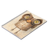 リサイクルアート フクロウの水彩画 ノートブック (左側)