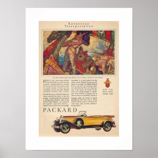 リサイクルアート： 1920年代頃のPACKARD 広告s ポスター (正面)