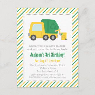 リサイクルガーベージトラックテーマ少年の誕生日パーティー 招待状