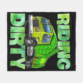 リサイクルゴミごみトラックTキッズ乗馬 フリースブランケット (正面(横))