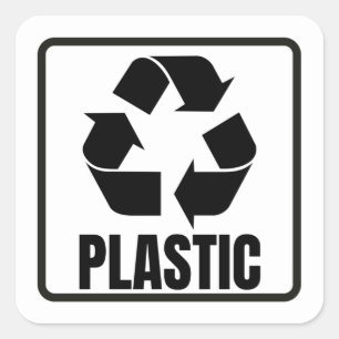 リサイクルサインブラックプラスチック  スクエアシール