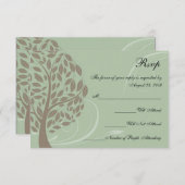 リサイクルセージグリーン/ブラウンスタイル化エコツリーRSVP 出欠カード (正面/裏面)