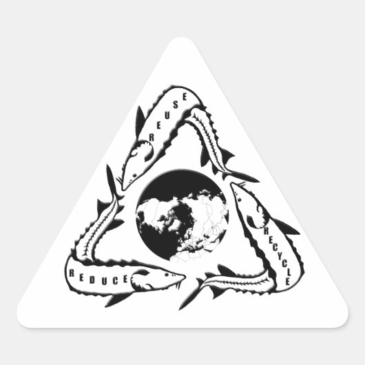 リサイクルチョウザメ 三角形シール (正面)