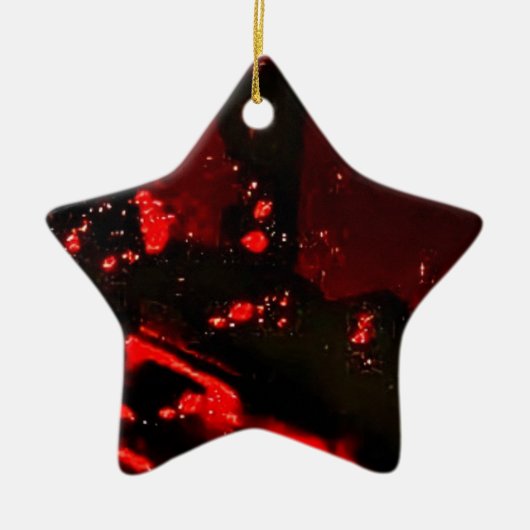 リサイクルプラスチックを使ったダークで抽象的な星型のオーナメント セラミックオーナメント (正面)