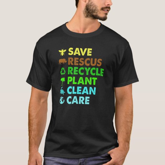 リサイクルプラスチッ救ク・ビー救助動物 Tシャツ (正面)