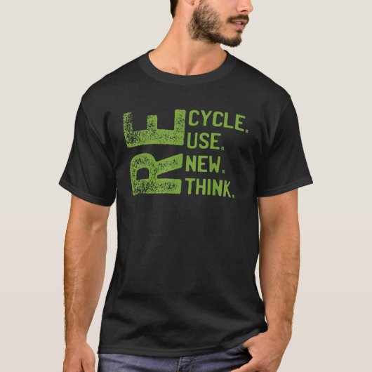 リサイクル再利用リニューアルリシンクアースデイ環境 Tシャツ (正面)