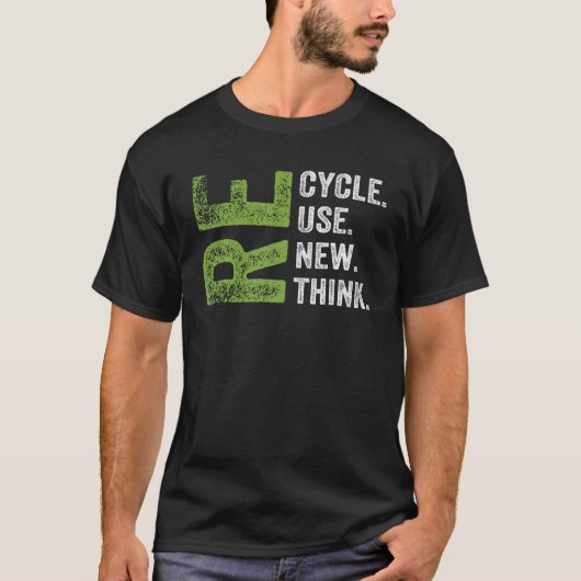 リサイクル再利用リニューアルリシンクアースデイ環境 Tシャツ (正面)