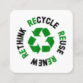 リサイクル再利用リニューアルリスクアースデイ環境 スクエア名刺 (裏面)