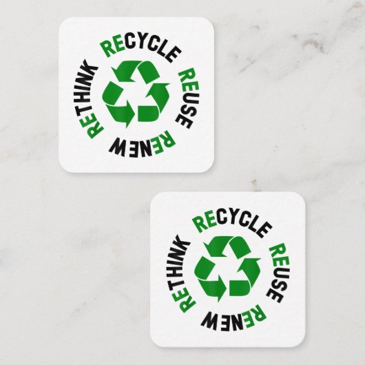 リサイクル再利用リニューアルリスクアースデイ環境 スクエア名刺 (正面/裏面)