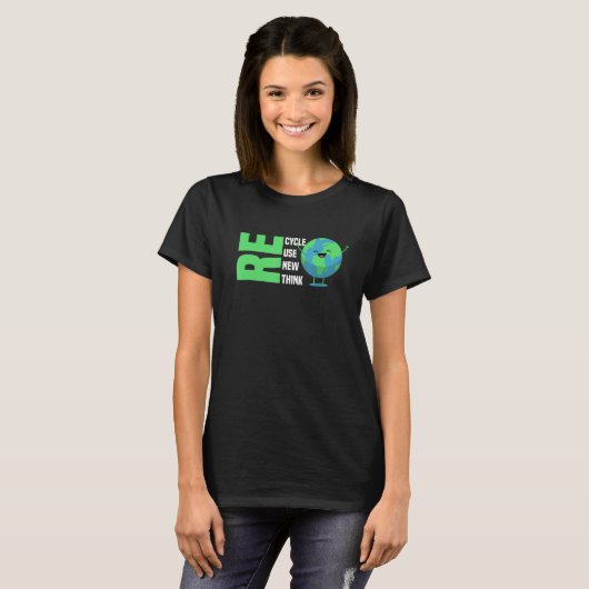 リサイクル再利用リニューアルリスクアースデイ環境 Tシャツ (正面フル)