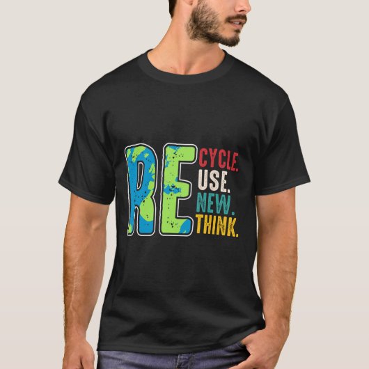 リサイクル再利用リニューアルリスクアースデイ環境 Tシャツ (正面)