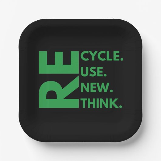 リサイクル再利用書き換え再思考地球の日の環境 ペーパープレート (正面)