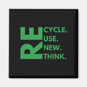 リサイクル再利用書き換え再思考地球の日の環境 マグネット (正面)