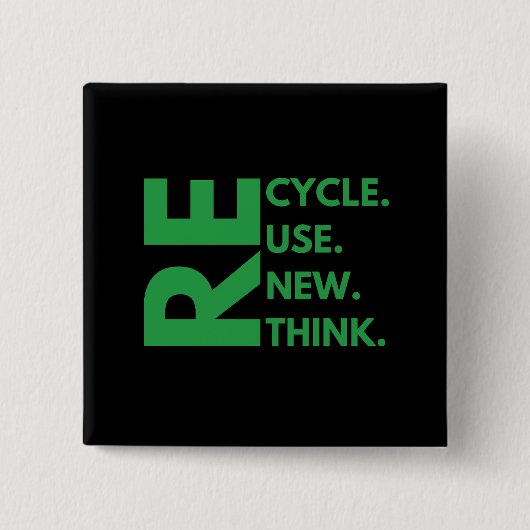 リサイクル再利用書き換え再思考地球の日の環境 缶バッジ (正面)